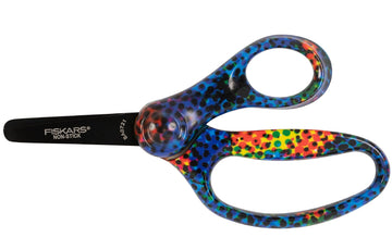 Fiskars Designer Non-stick Blunt-tip 5" Kids Scissors, Bright Pixels