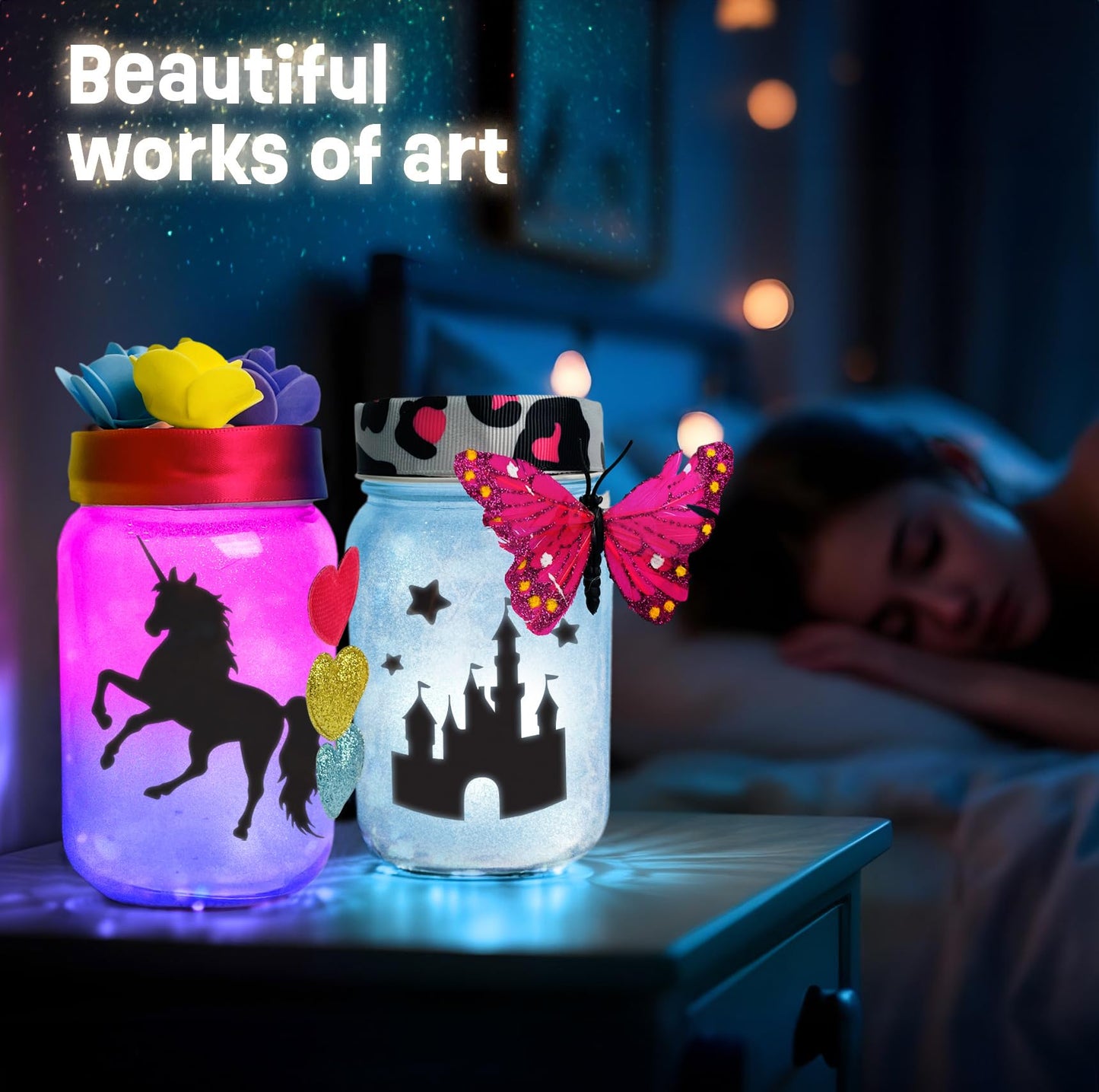 Light-up Unicorn Fairy & Mermaid Lanterns Craft Kit - Valentines Day Craft Kits for 8 9 10 11 12 Year Old Girls - Creative Art Girl Toys 8-10 Years