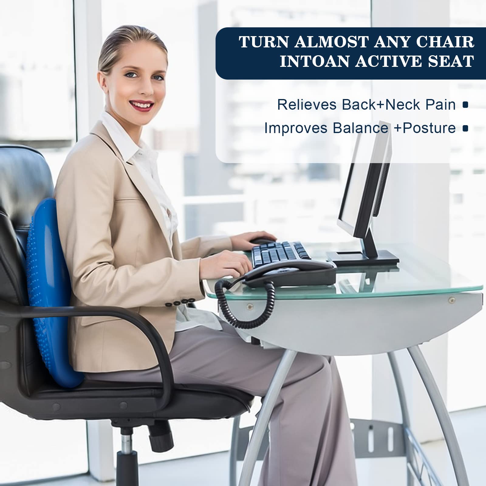 Wobble Cushion?Wiggle Seat?Balance Disc ?Extra Thick 34cm/13.4in??for Balance Stability Training, Improve Sitting (Blue)