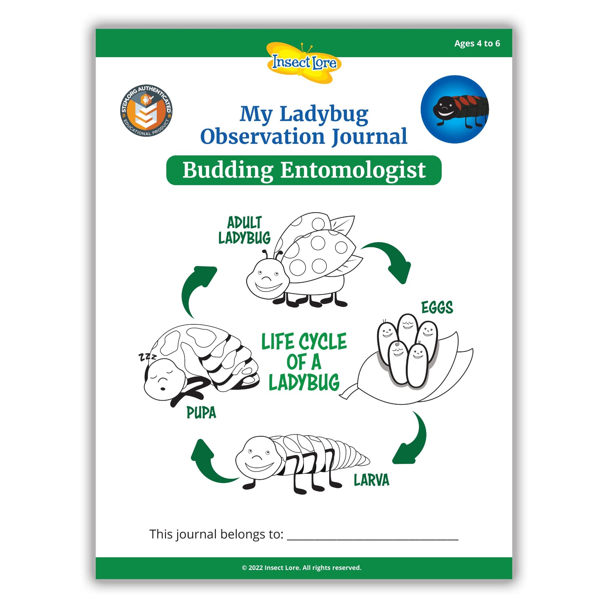 Insect Lore Two Tubes of Ladybug Larvae with STEM Activity Journal - Raise, Observe and Release Pink Spotted Ladybugs - Grown in The USA - Ladybug Kit