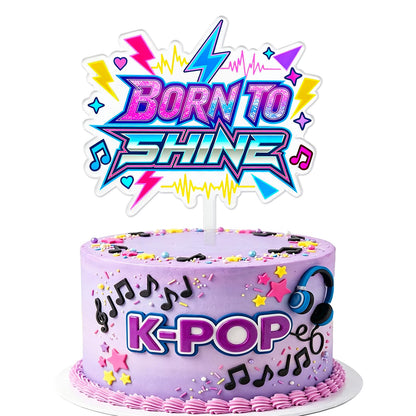 Kpop Cake Topper, Born to Shine Music Party Cake Decorations Supplies