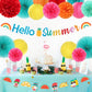 Summer Luau Hawaiian-Beach Party-Decorations Supplies - 21pcs Hello Banner,Pool Paper Lanterns Honeycomb,Hanging Streamers Garland,Tissue Pom Poms