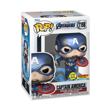 Funko POP! Marvel Avengers Endgame Captain America with Broken Shield & Mjolnir (Glow in the Dark & Metallic), Exclusive