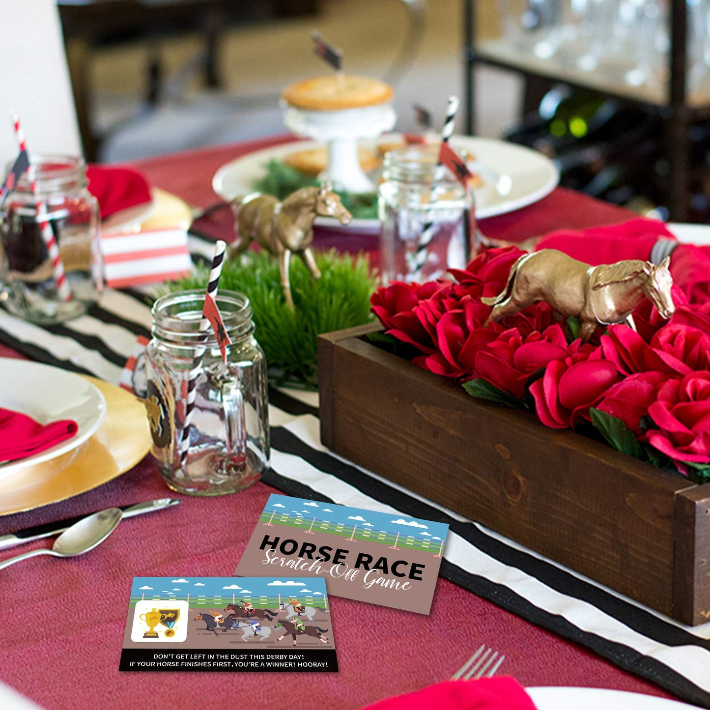 M1NTP1US + 88PCS Kentucky Horse Derby Party Supplies Game - Horse Racing Scratch-Off Cards