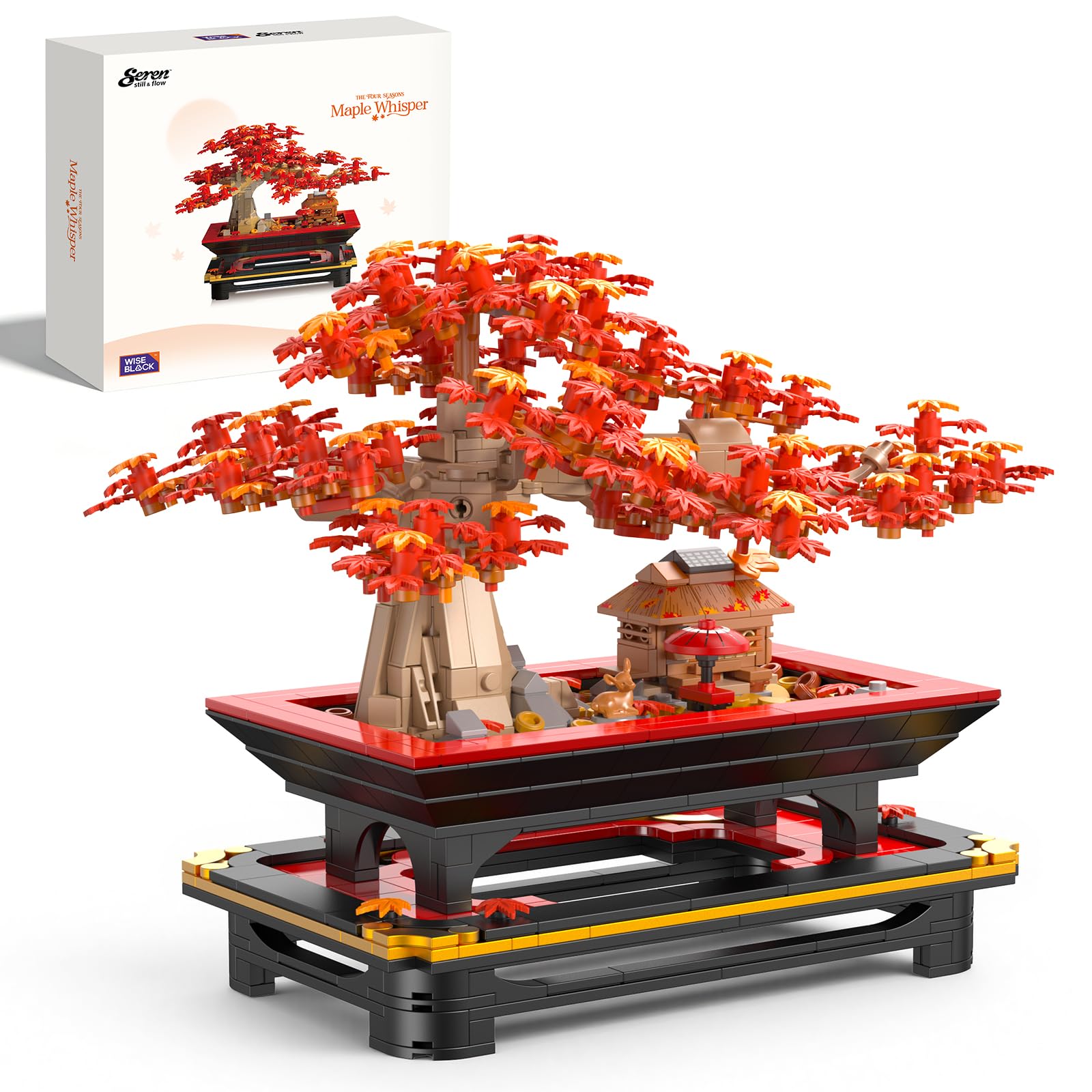 Wise Block Japanese Red Maple Bonsai Tree Building Set for Adults, 900 PCS Botanical Collection Building Blocks, Artificial Bonsai Plant Model