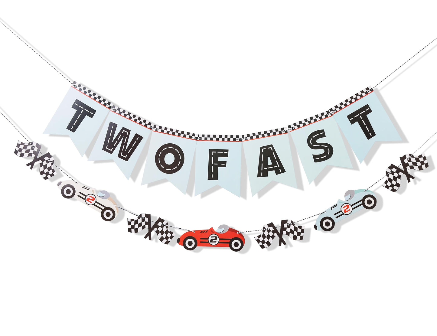 Two Fast Banner - Race Car Birthday Decorations,Race Car Birthday Banner