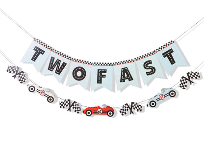 Two Fast Banner - Race Car Birthday Decorations,Race Car Birthday Banner