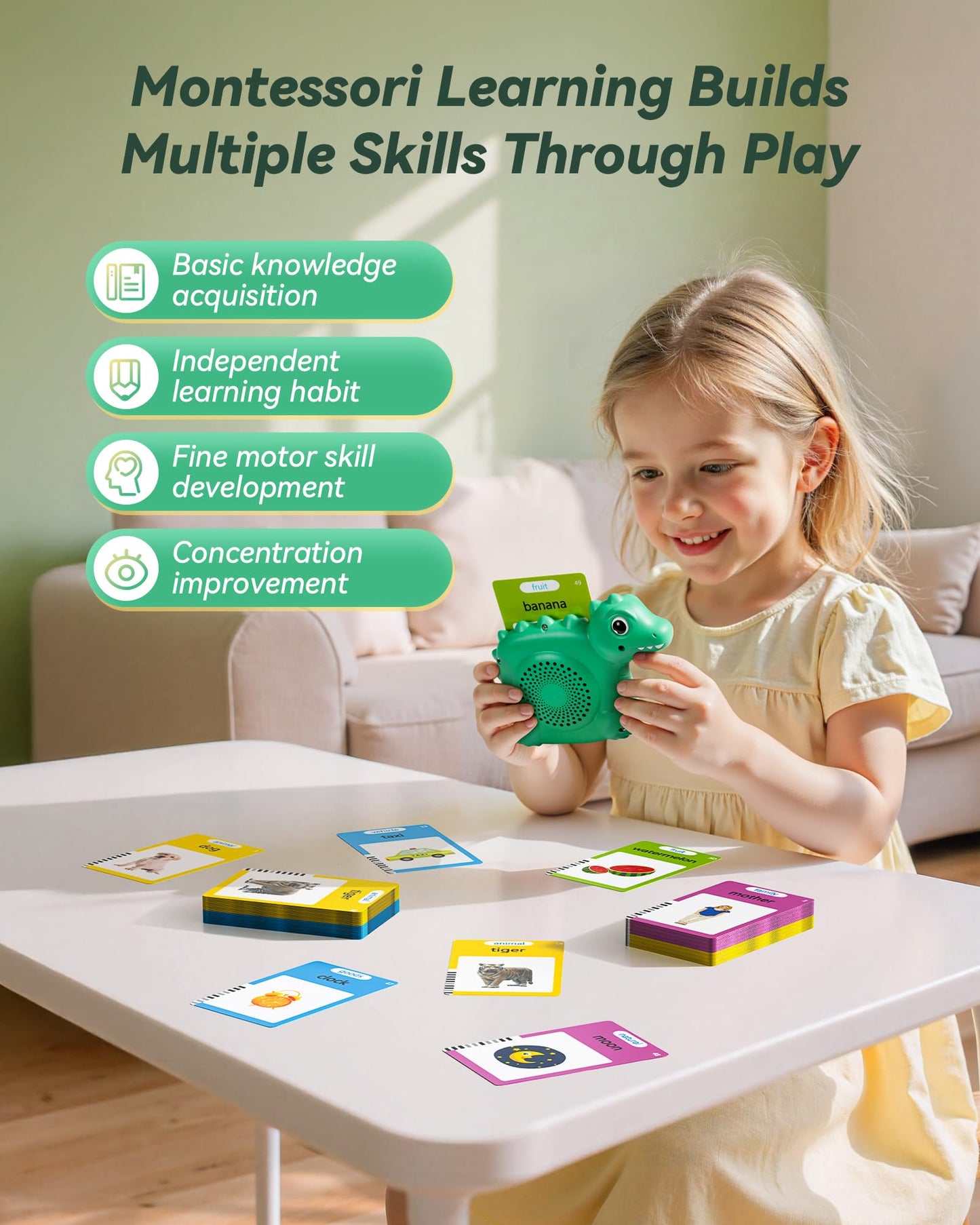 Talking Flash Cards for Toddlers 1-3, Montessori Learning Toys with 224 Words, Pocket Speech Toys for Language Development, Speech Therapy Toys