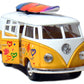 KiNSMART 1962 Volkswagen Classic Bus 1:32 Scale 5" Die Cast Metal Model Toy Van Pullback Acation (4 Set Surfboard Flower Power)