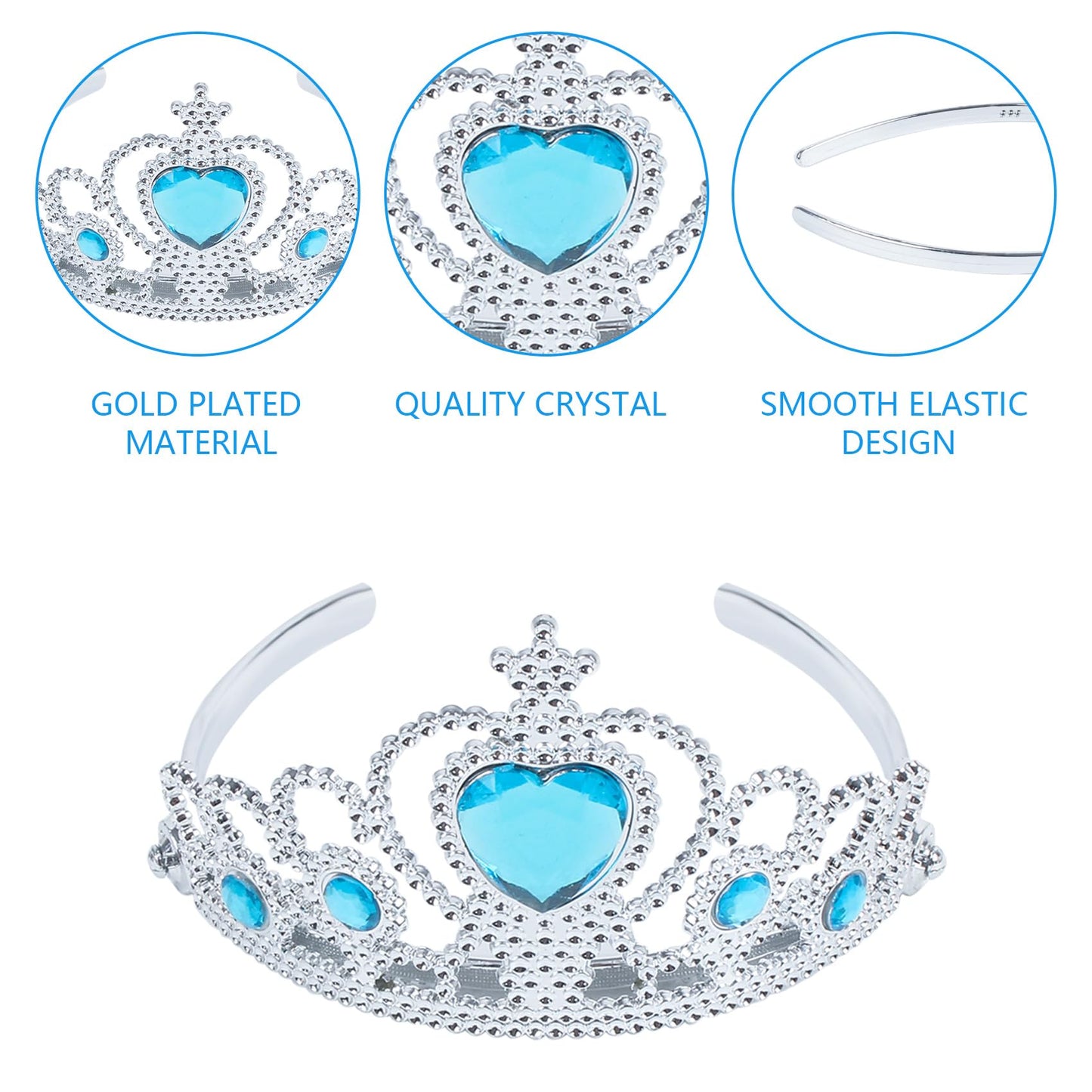XiangGuanQianYing Princess Dress Up Crowns and Tiaras for Child from 3 Years Up Party Favors Blue Tiara Plastic Silver Tiara(10 Pack) (Sky Blue)