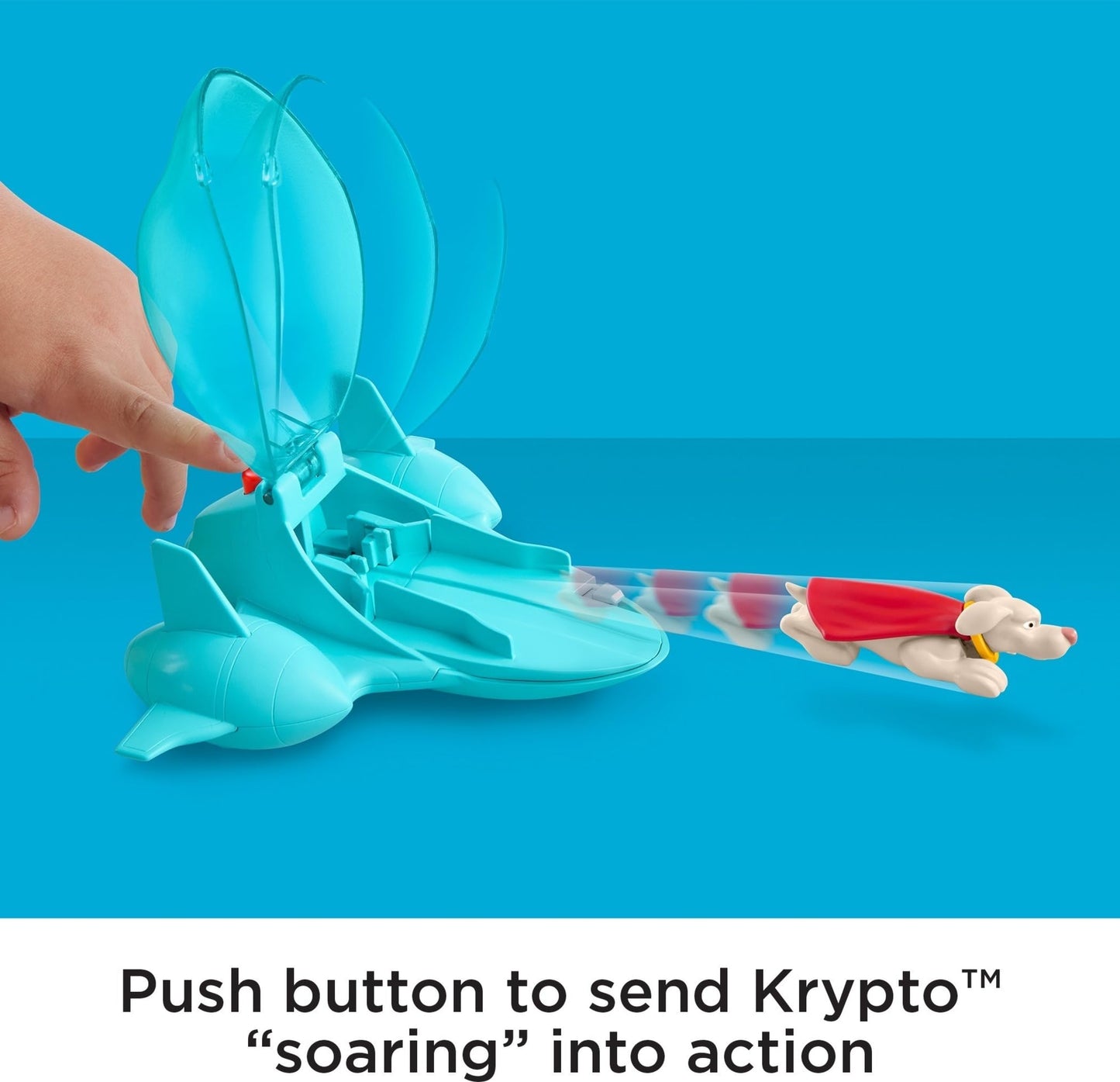 Fisher-Price DC League of Super-Pets Preschool Toy Super Launch Krypto Figure & Invisible Jet Vehicle Set for Pretend Play Kids Ages 3+ Years