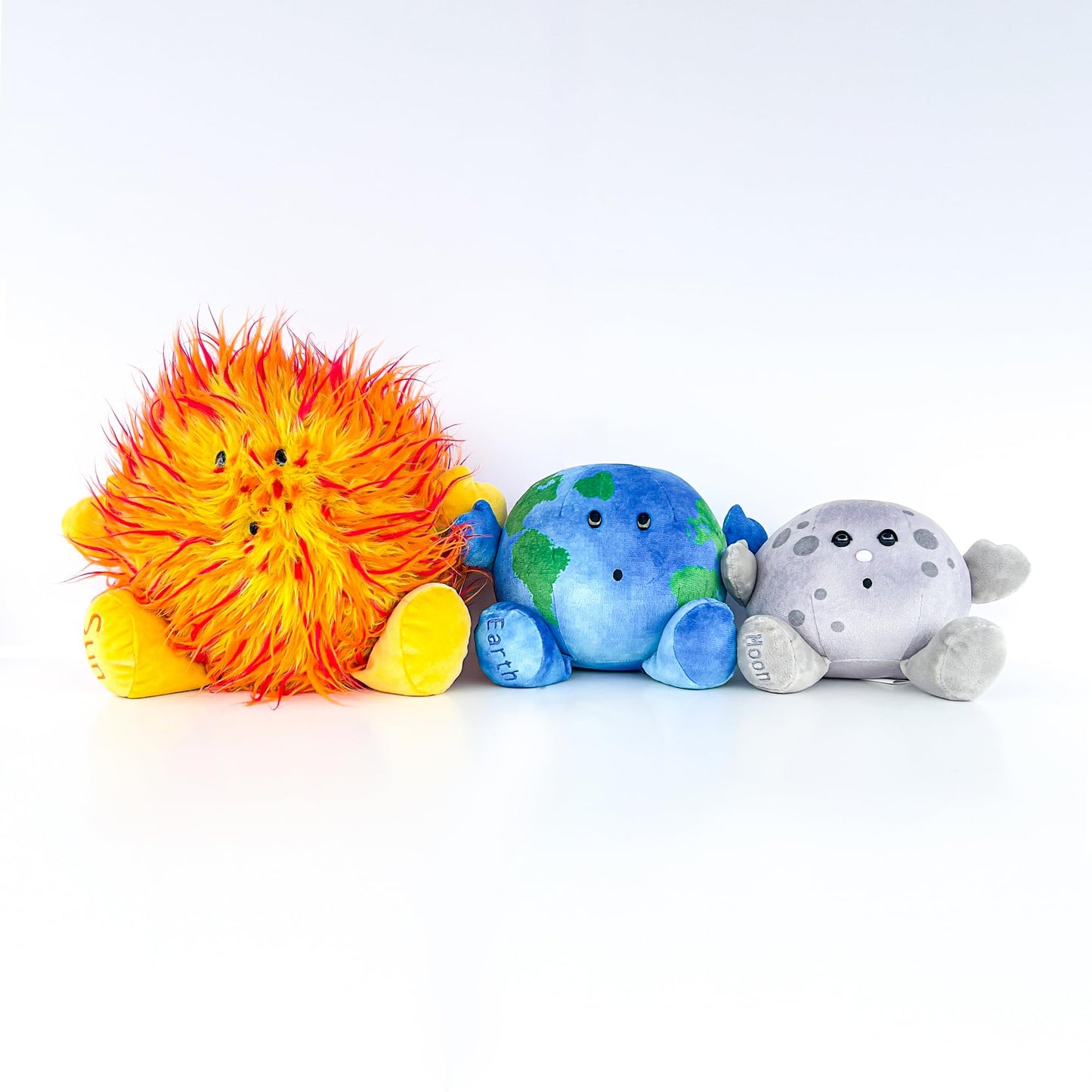 Celestial Buddies Earth Moon Sun Plush Bundle - Soft Educational Solar System Toys for Toddlers Preschool Kids - Space Science STEM Learning