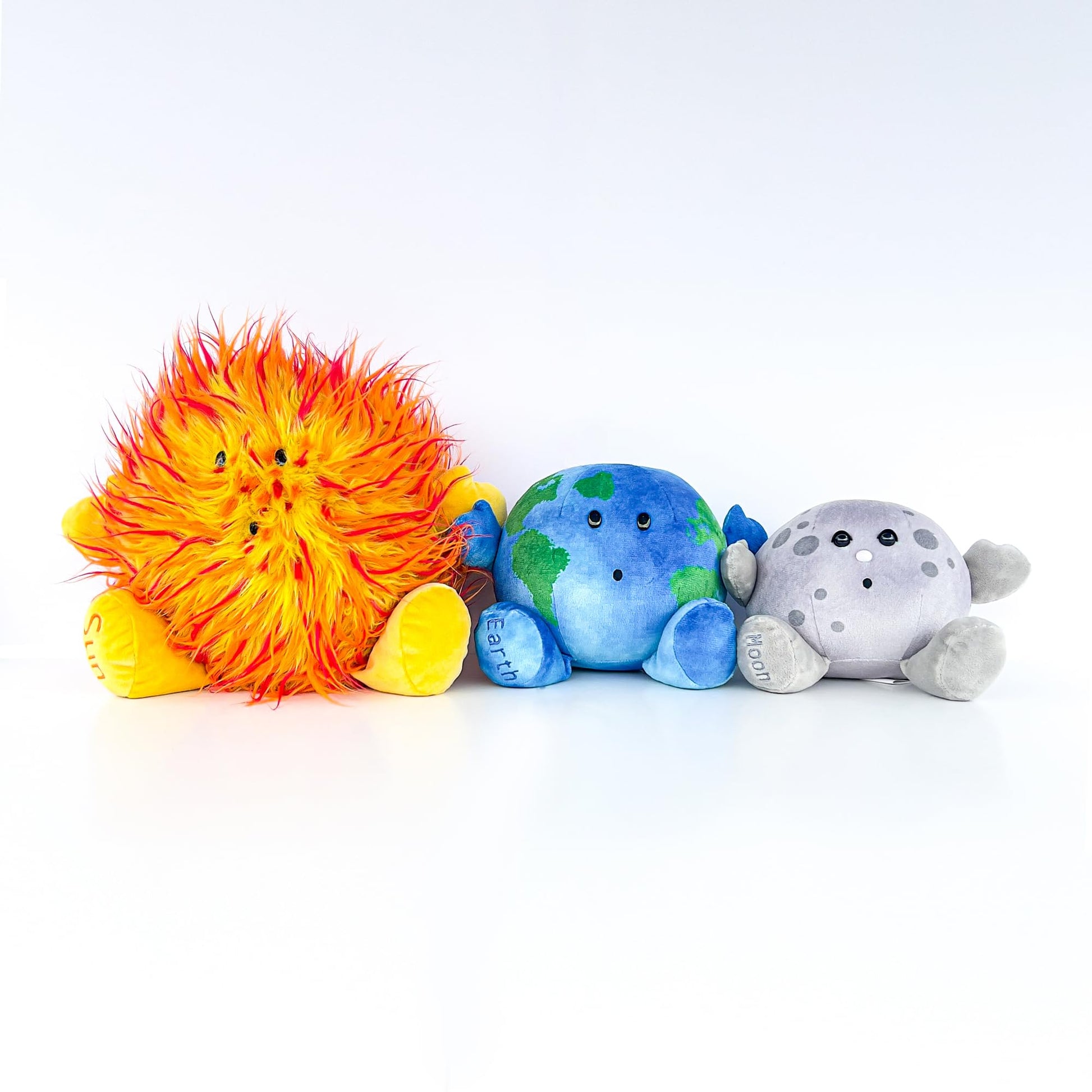 Celestial Buddies Earth Moon Sun Plush Bundle - Soft Educational Solar System Toys for Toddlers Preschool Kids - Space Science STEM Learning
