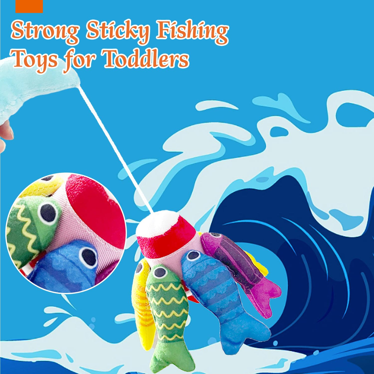 ZCMFHTD Montessori Toys for 1 Year Old, 22PCS Cloth Fishing Game with Stacking Cups Sensory Baby Toys 6-12 Months,Toddler Education Learning Toys
