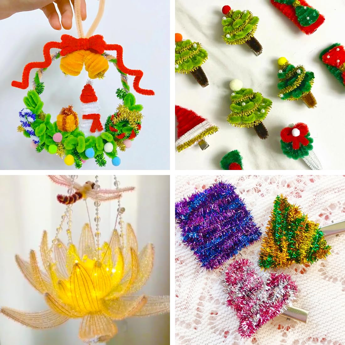 Eppingwin 500pcs Pipe Cleaners, Glitter Pipe Cleaners Craft Supplies, 10 Colors Chenille Stems for DIY Arts Crafts Project