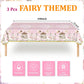 Bphweulko 3pcs Fairy Party Tablecloths, Enchanted Floral Plastic Table Covers for 1st 2nd Birthday & Baby Shower, 54x108 Inches (Pink)