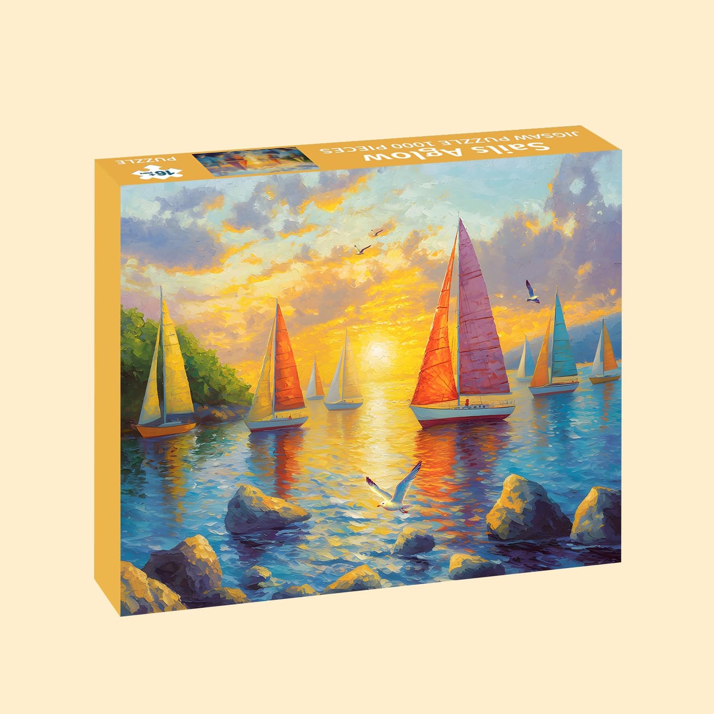 Puzzles for Adults 1000 Pieces, Ocean Sunset Sailing Jigsaw Puzzles 1000 Pieces - Sails Aglow, Summer Decor Impossible Puzzle, Finished Size 27.56 *