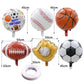 6 pcs Sports Balloons Birthday Party Supplies, Basketball, Baseball, Football, Volleyball and Soccer Foil Balloon Birthday Party Sports Balloon