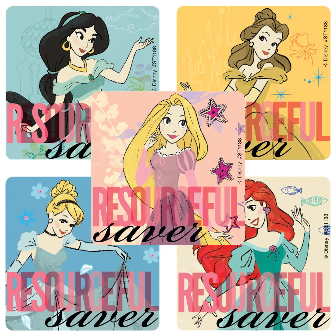 SmileMakers Disney Princess Saver Bank Stickers - Prizes and Giveaways - 100 Per Pack