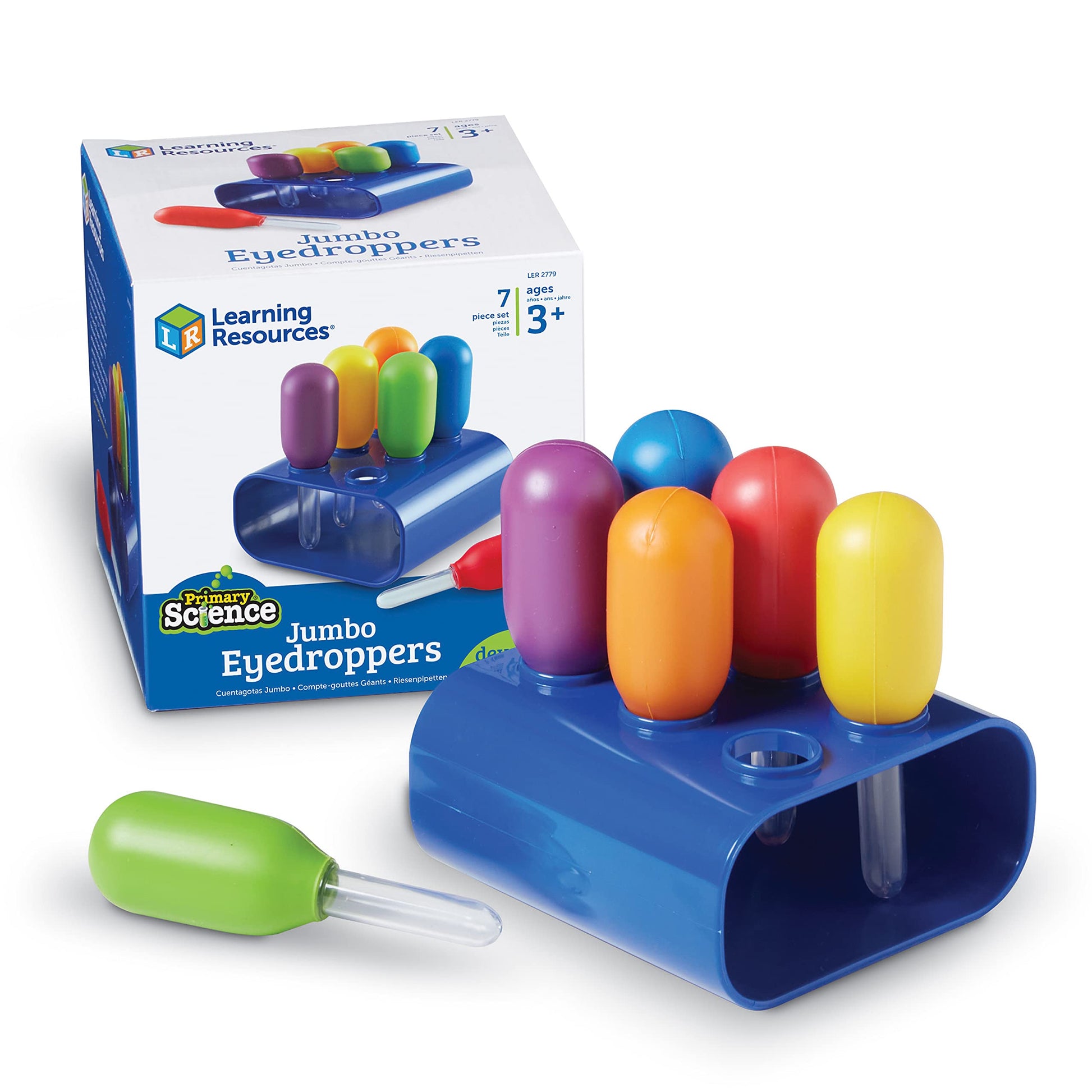 Learning Resources Jumbo Eyedroppers - Science Experiments for Kids, Sensory Water Table Toys, Toddler Tools, Preschool STEM, Fine Motor Skills Toys