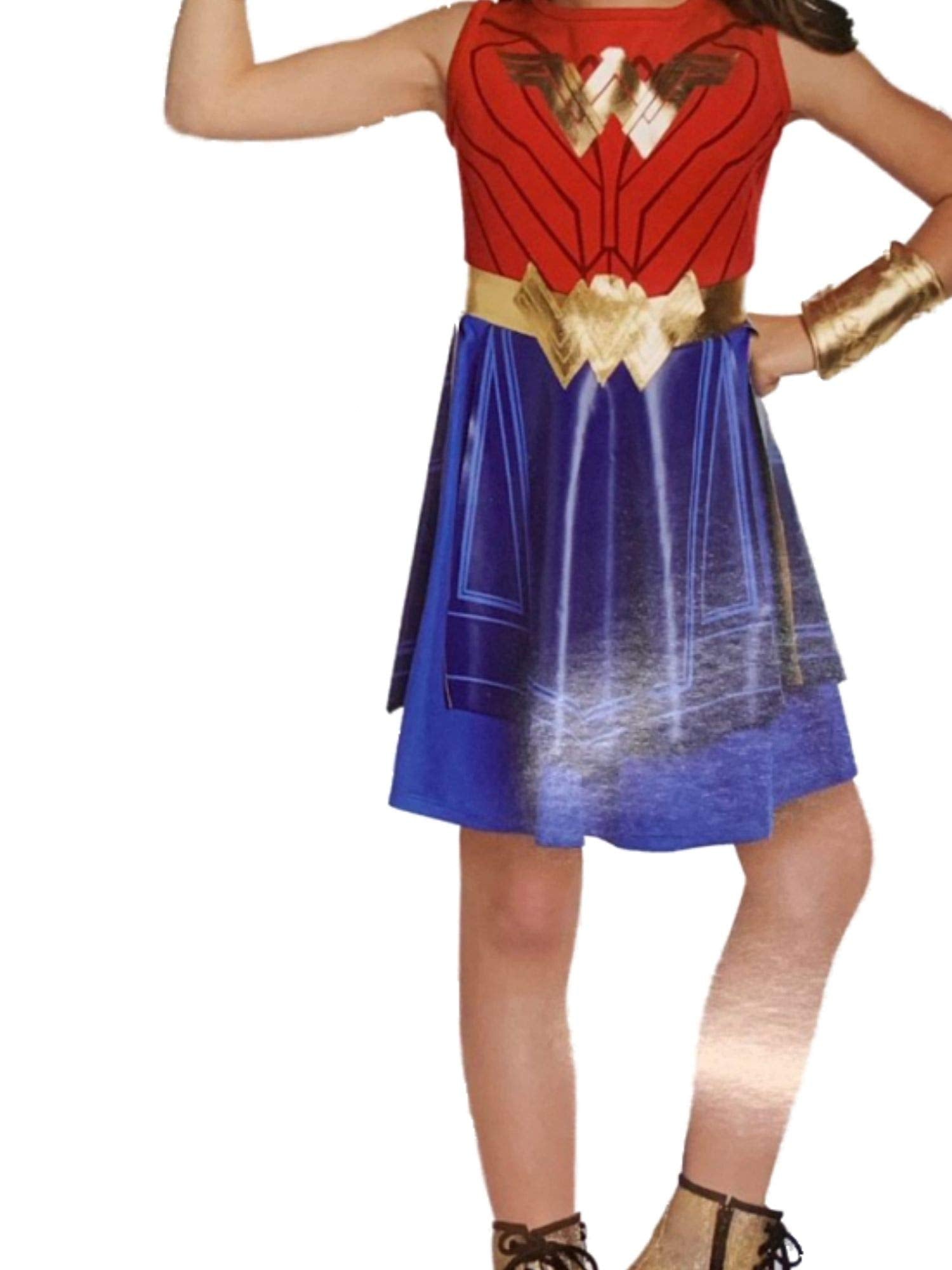 DC Girls Red & Blue Wonder Woman Pleated Halloween Costume Dress M 8-10