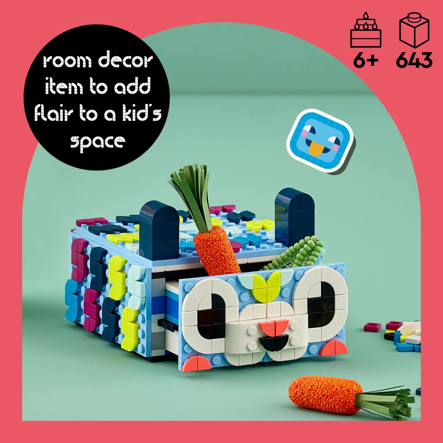 LEGO DOTS Creative Animal Drawer Building Toy 41805, Buildable Treasure Box, Jewelry Box, Desk Caddy, Storage Box, Arts and Crafts DIY Toy Mosaic
