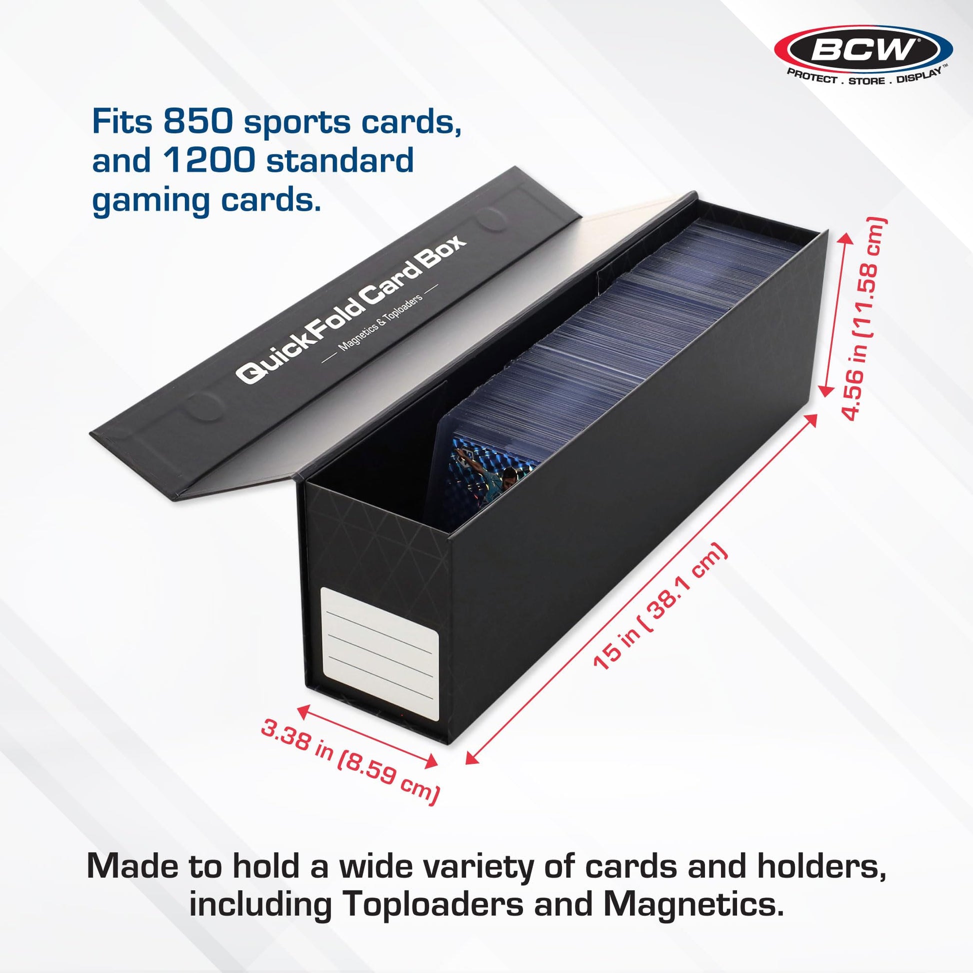 BCW QuickFold® Card Storage Boxes for Magnetics & Toploaders - 3 Pack | Trading Card Holder Box with Magnetic Closure | Easy Fold Assembly for Sports