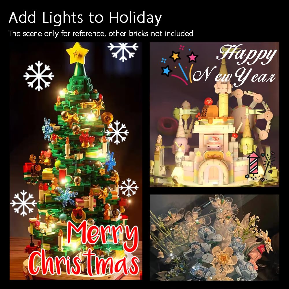 Pamvava Lights Cable LED Lighting Kit Building Blocks Set, Light Up Bricks Accessories DIY Decoration Toys, Compatible with Major Brands