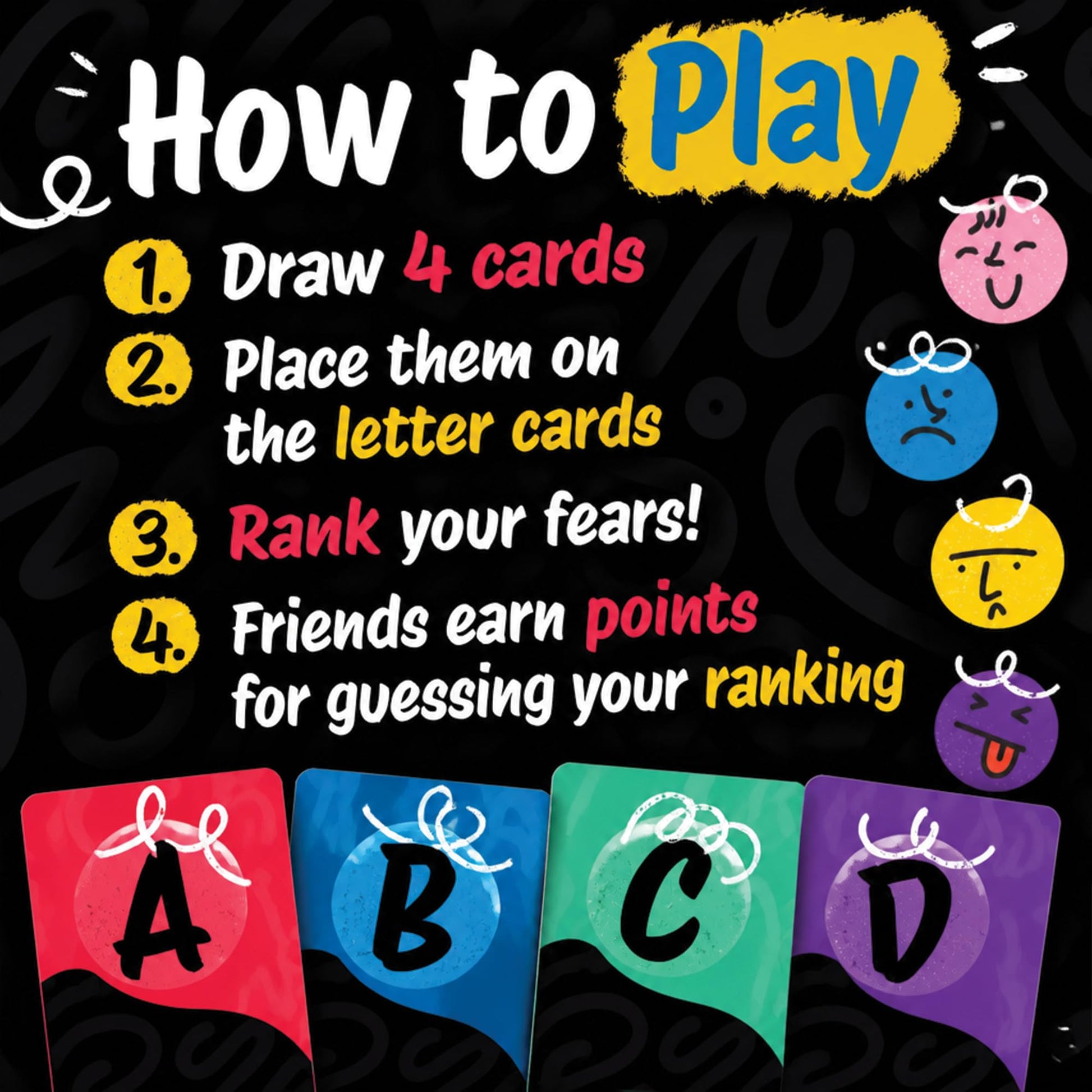 Fear Stack - What Freaks Out Your Friends and Family? A Fun Ranking Game for Adults and Kids | Includes 184 Cards, 4 Whiteboards, and 4 Markers
