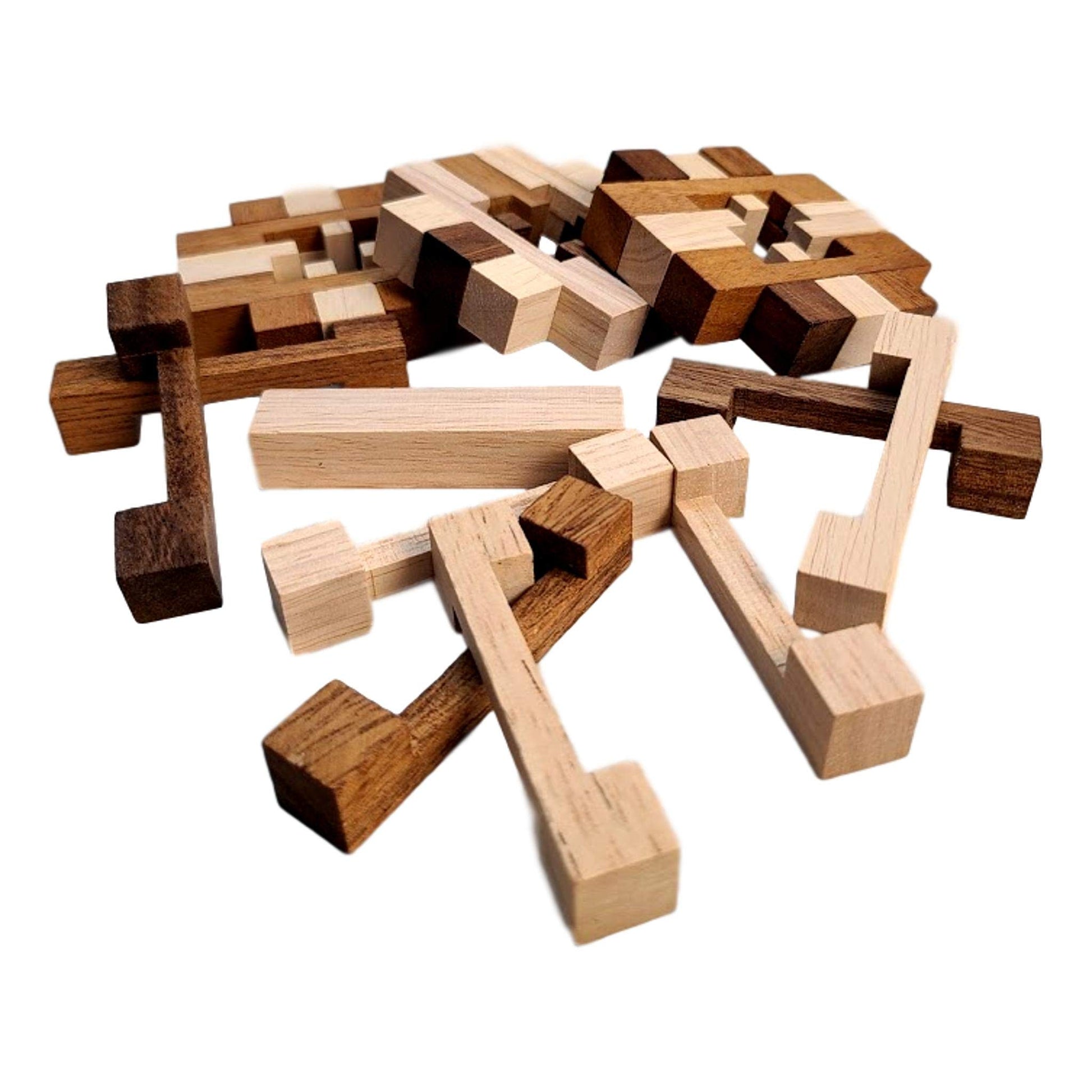 Hercules Cube Wood Brain Teaser Puzzle -2-Tone