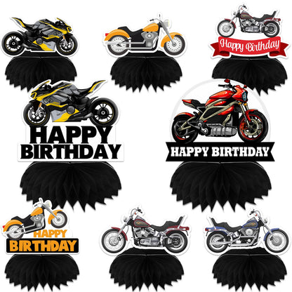 Motorcycle Motorbike Happy Birthday Honeycomb Centerpieces Extreme Soprts Racing Motocross Dirt Bike Theme Decor for Motorcycle Rider Man Boys Teen