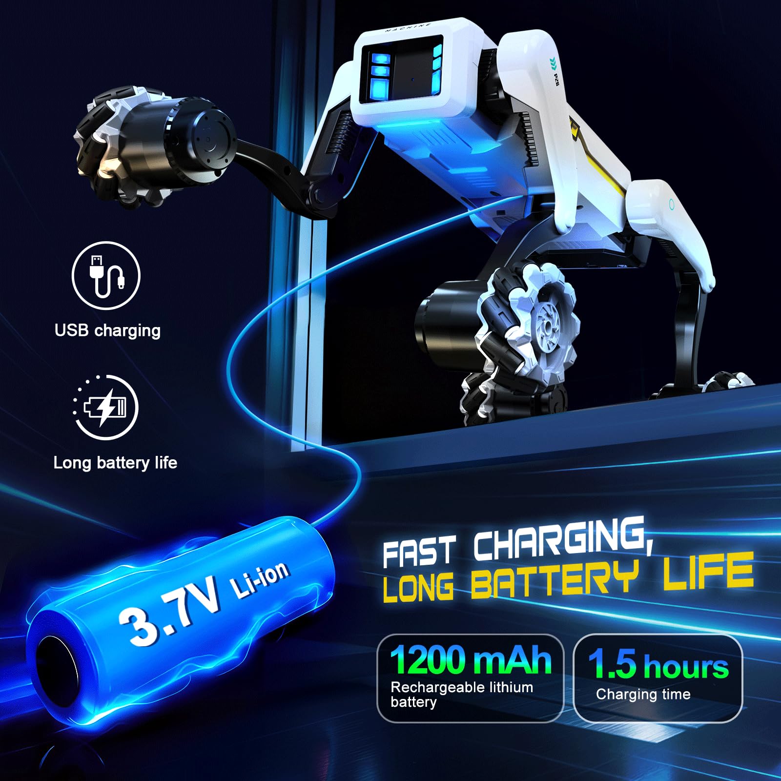 Smart Robot Dog with Wheels, 30+ Bionic Actions, Voice & Remote Control, Programmable Moves, Rechargeable Battery, All-Terrain Stunt Pet Toy for Kids