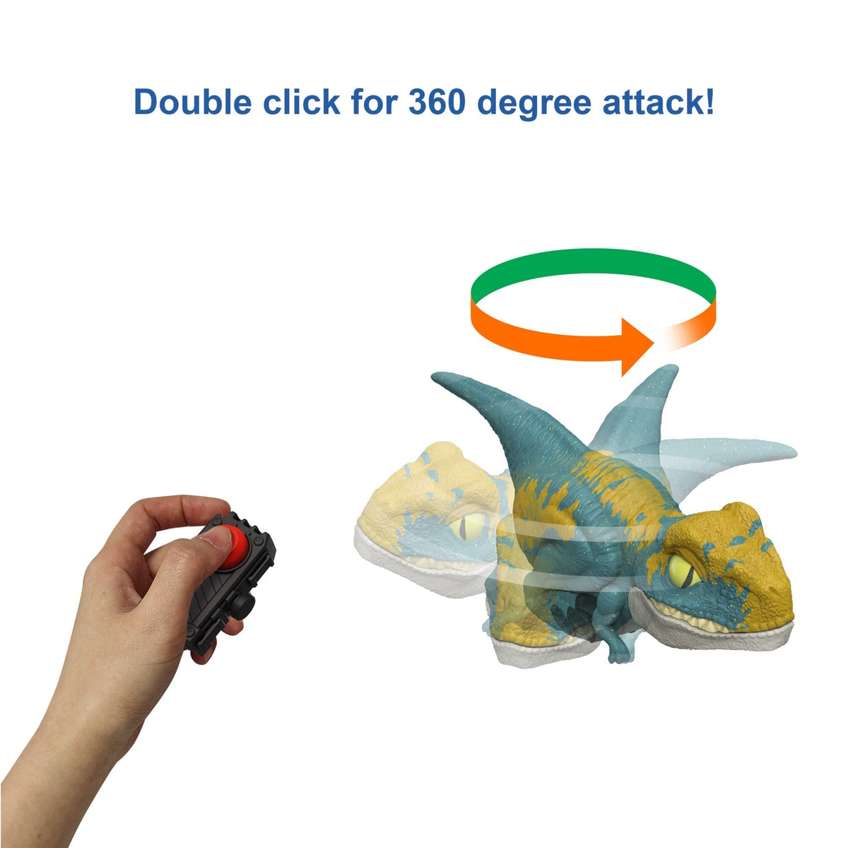 Mattel Jurassic World Dominion Uncaged Dinosaur Toy with Clicker-Controlled Motion & Sound, Click Tracker Velociraptor 'Blue' Dino Action Figure