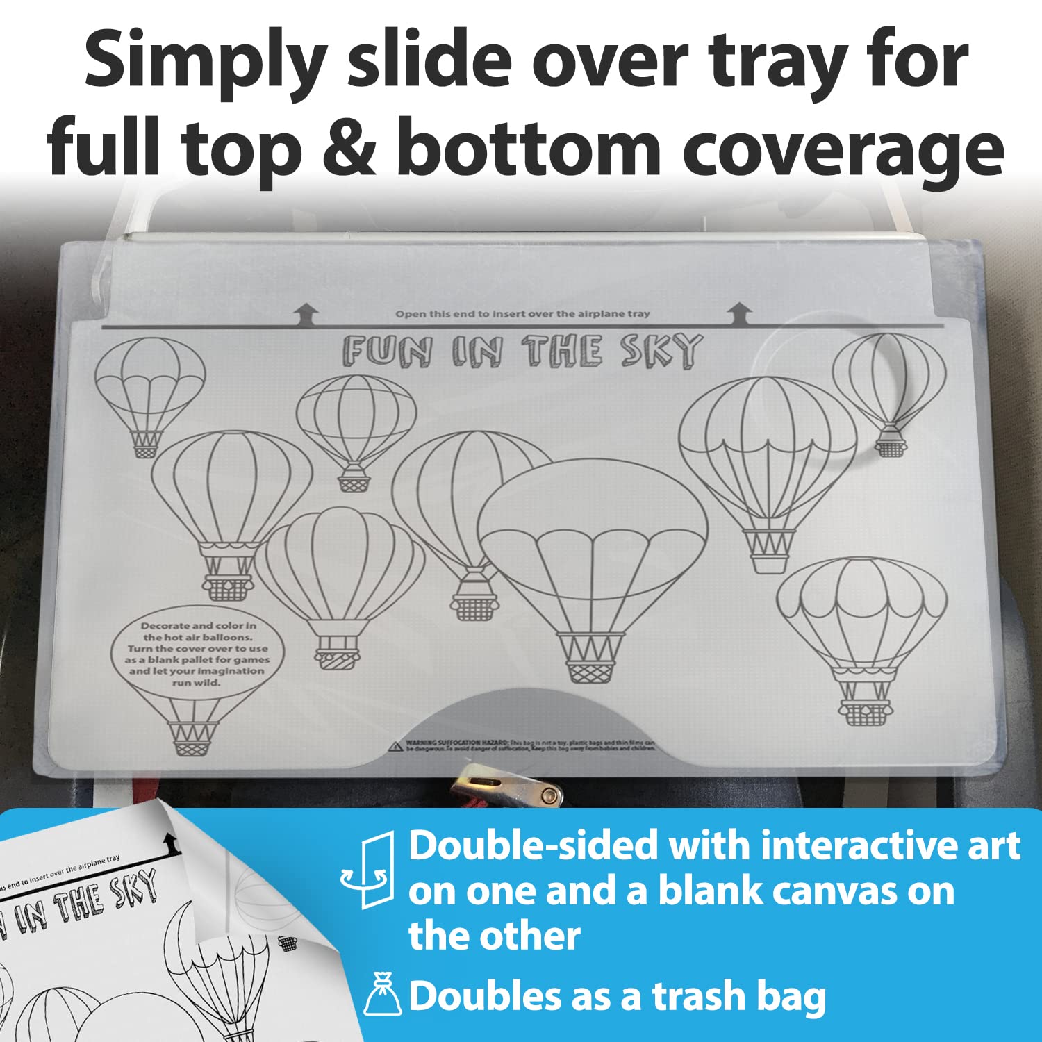 Impresa Disposable Airplane Table Cover - Pack of 24, 18 x 14.5 in - Hygienic Barrier & Tray Table Covers - Creative Mat & Airplane Travel Essentials