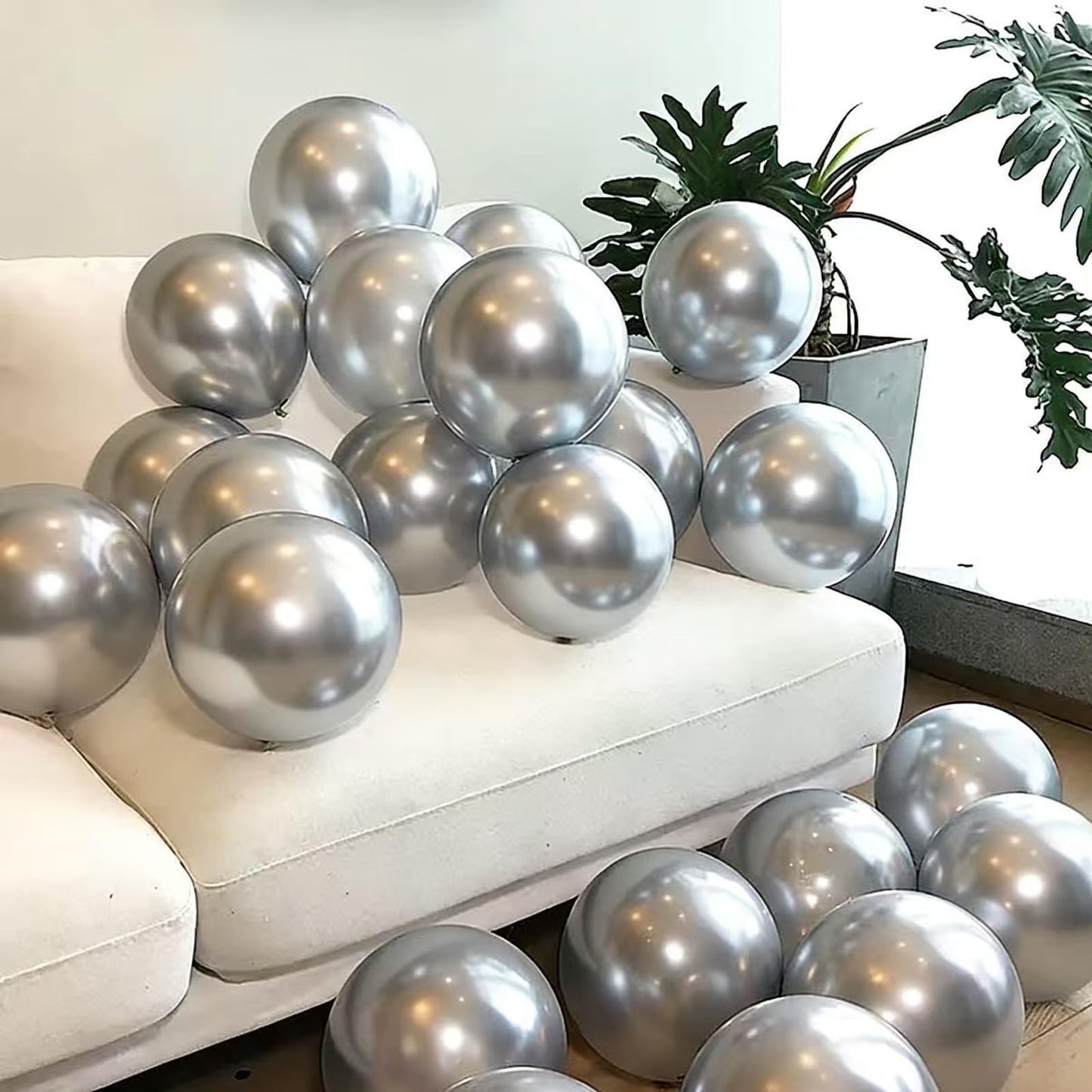 Ztikug 50pcs Silver Metallic Balloons 5 Inch Latex Balloons for Birthday Party