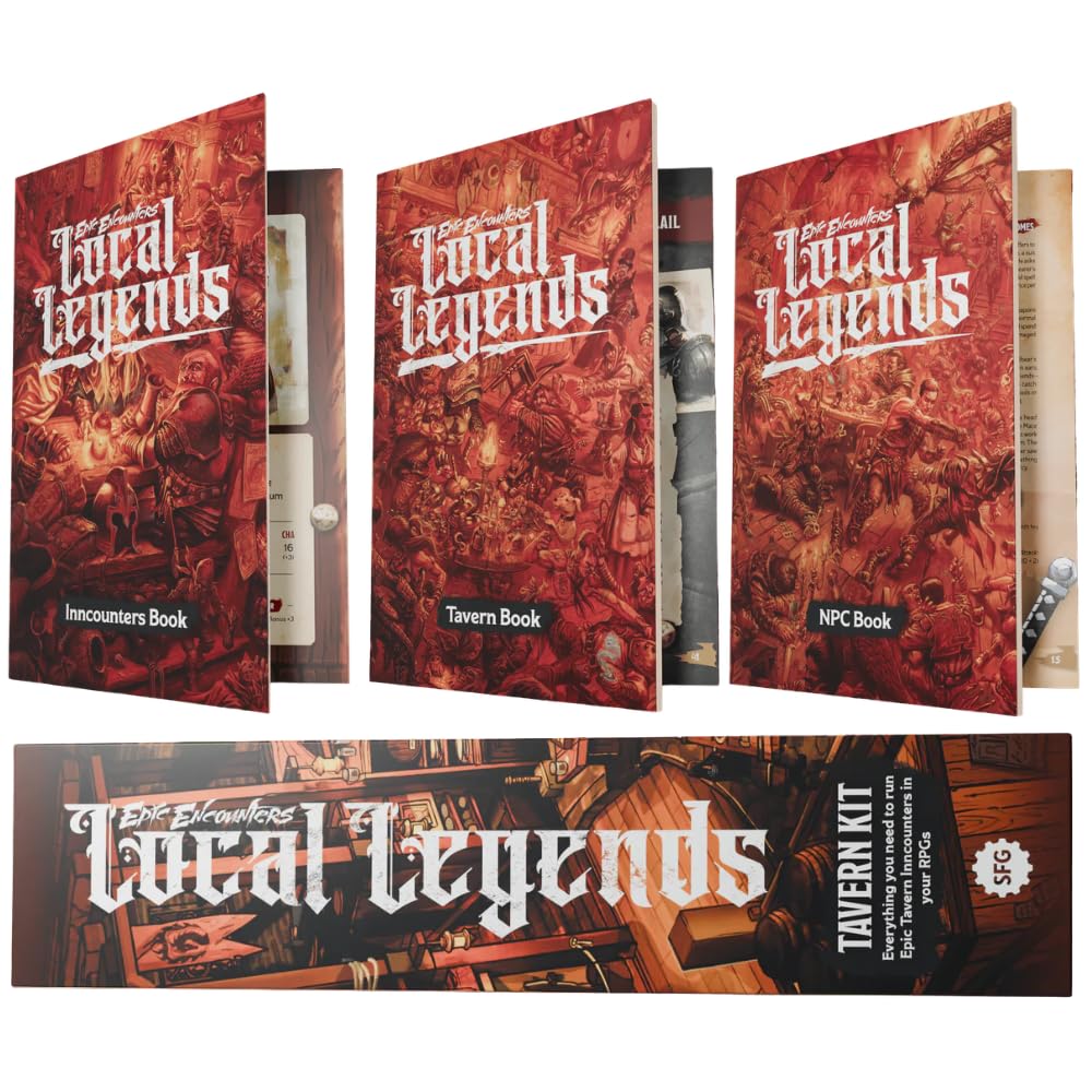 Steamforged Games, Epic Encounters the Board Game: Local Legends Tavern Kit, Hill Giant, and Efreet (3 Items)