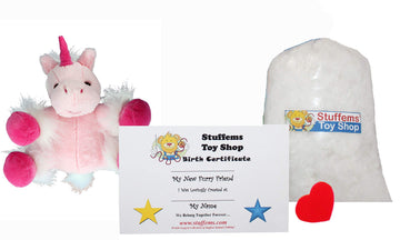 Stuffems Toy Shop Make Your Own Stuffed Animal Mini 8 Inch Very Soft Pink Unicorn Kit - No Sewing Required!