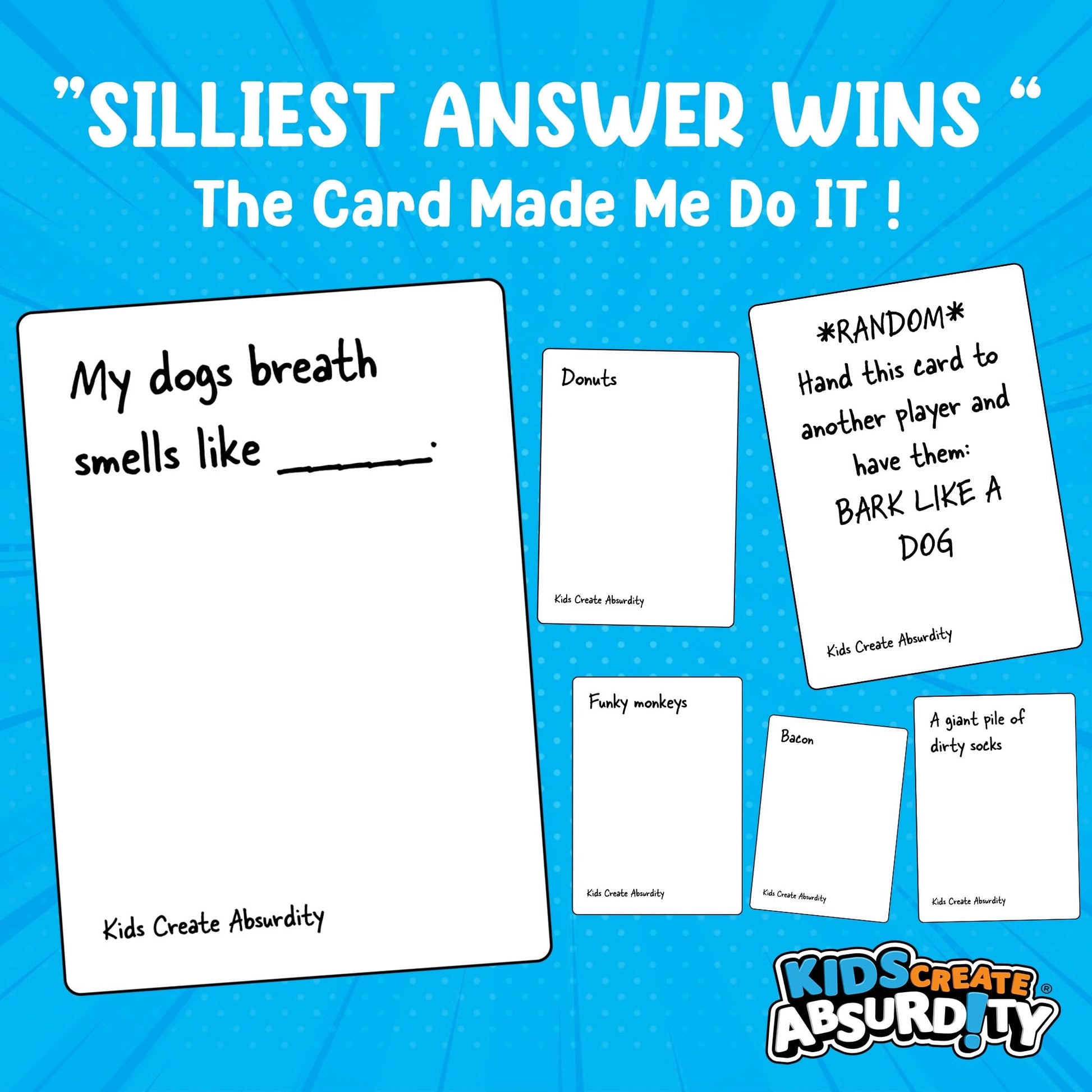 Kids Create Absurdity Funny Card Game for Kids Family Game Night Laugh Until You Cry- A Fun Fill in The Blank Card Game for Ages 6-12 Years Old