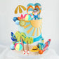 21 PCS Beach Cake Topper Summer Hawaiian Cake Decorations with Slipper and Swimmer Clay for Swimming Pool Aloha Birthday