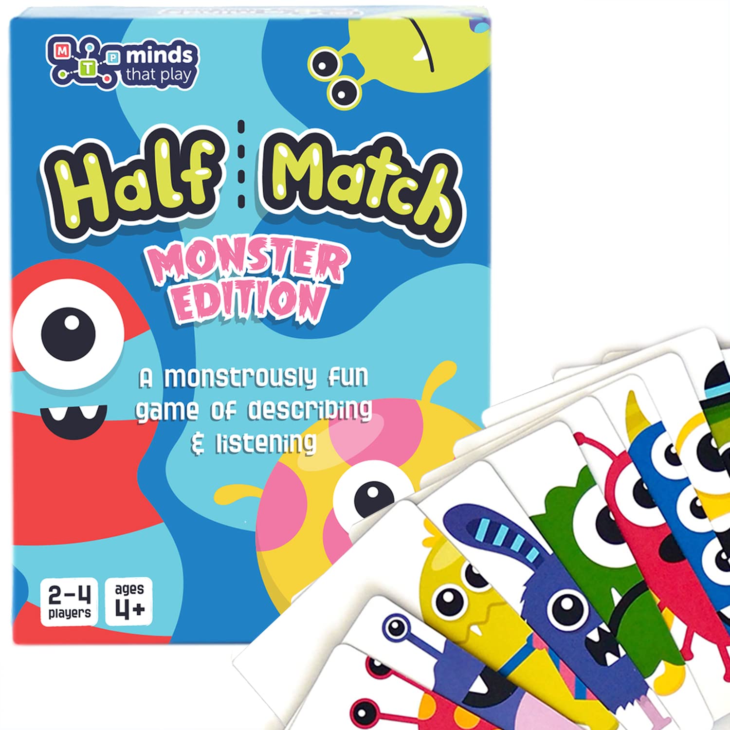 Half Match Minds That Play Monster Edition - Back to School Game for Fun Educational Matching - Memory Card Game for Kids Ages 4-5 - 6-7 - 8-9