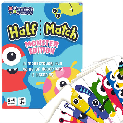Half Match Minds That Play Monster Edition - Back to School Game for Fun Educational Matching - Memory Card Game for Kids Ages 4-5 - 6-7 - 8-9