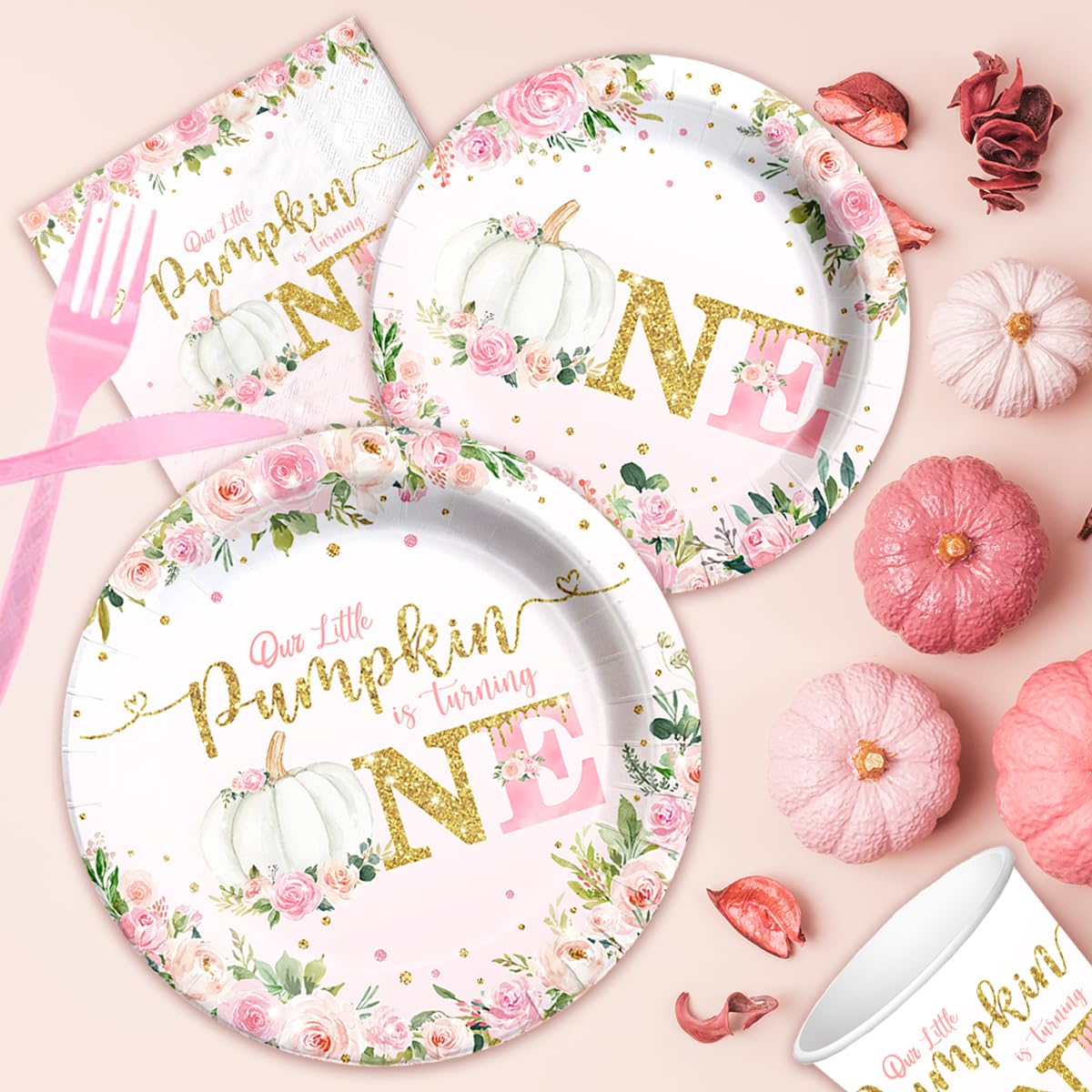 Pink Girls Our Little Pumpkin is Turning Tableware