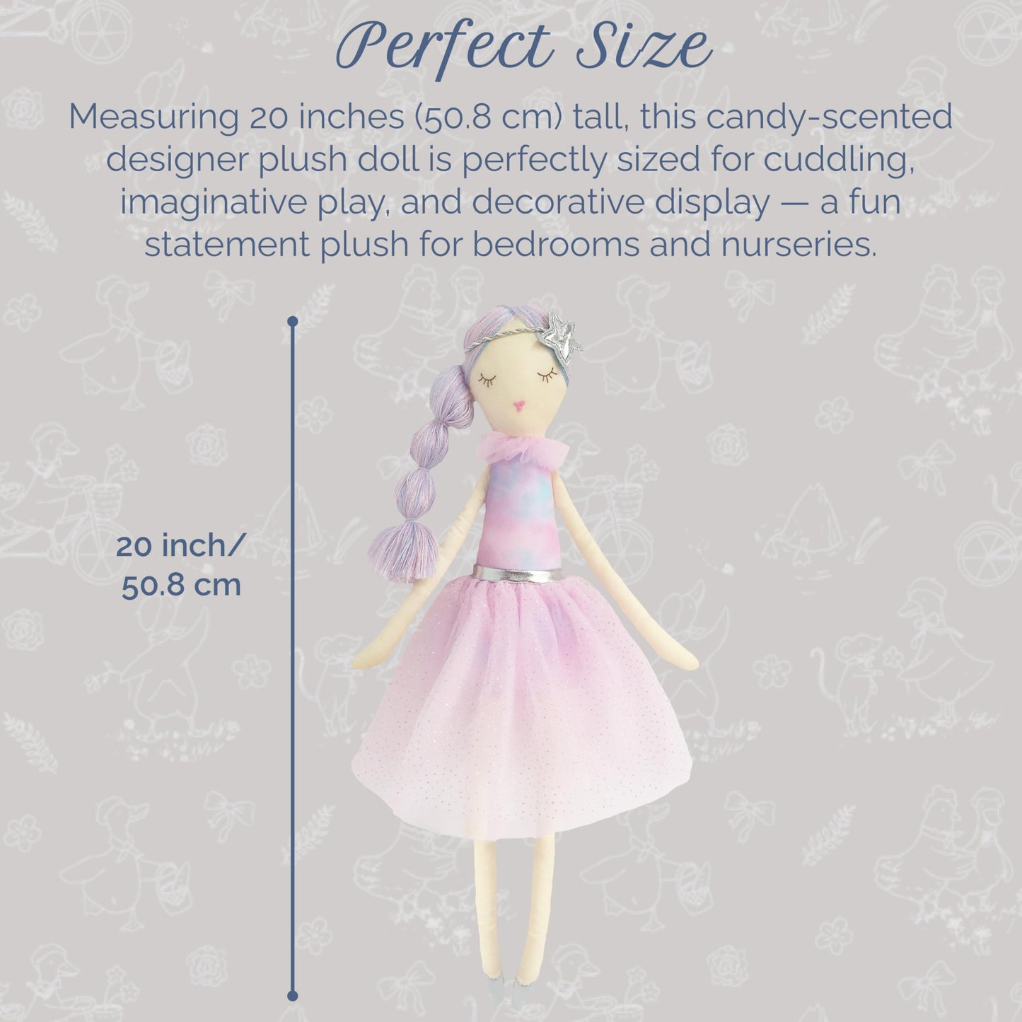 MON AMI Candy Scented Designer Doll, 20" Sweet Fragranced Kids Plush Toy