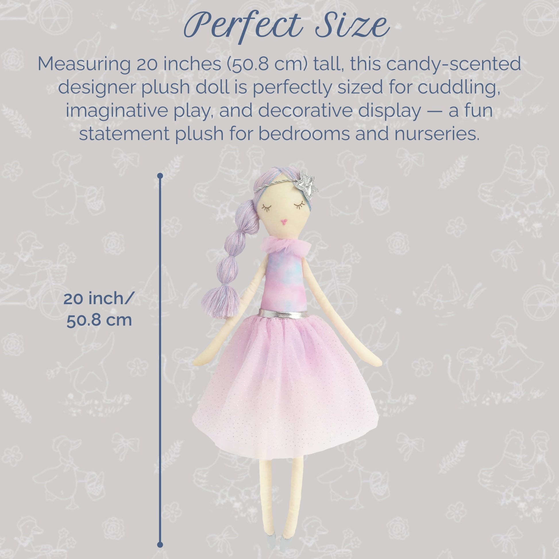 MON AMI Candy Scented Designer Doll, 20" Sweet Fragranced Kids Plush Toy