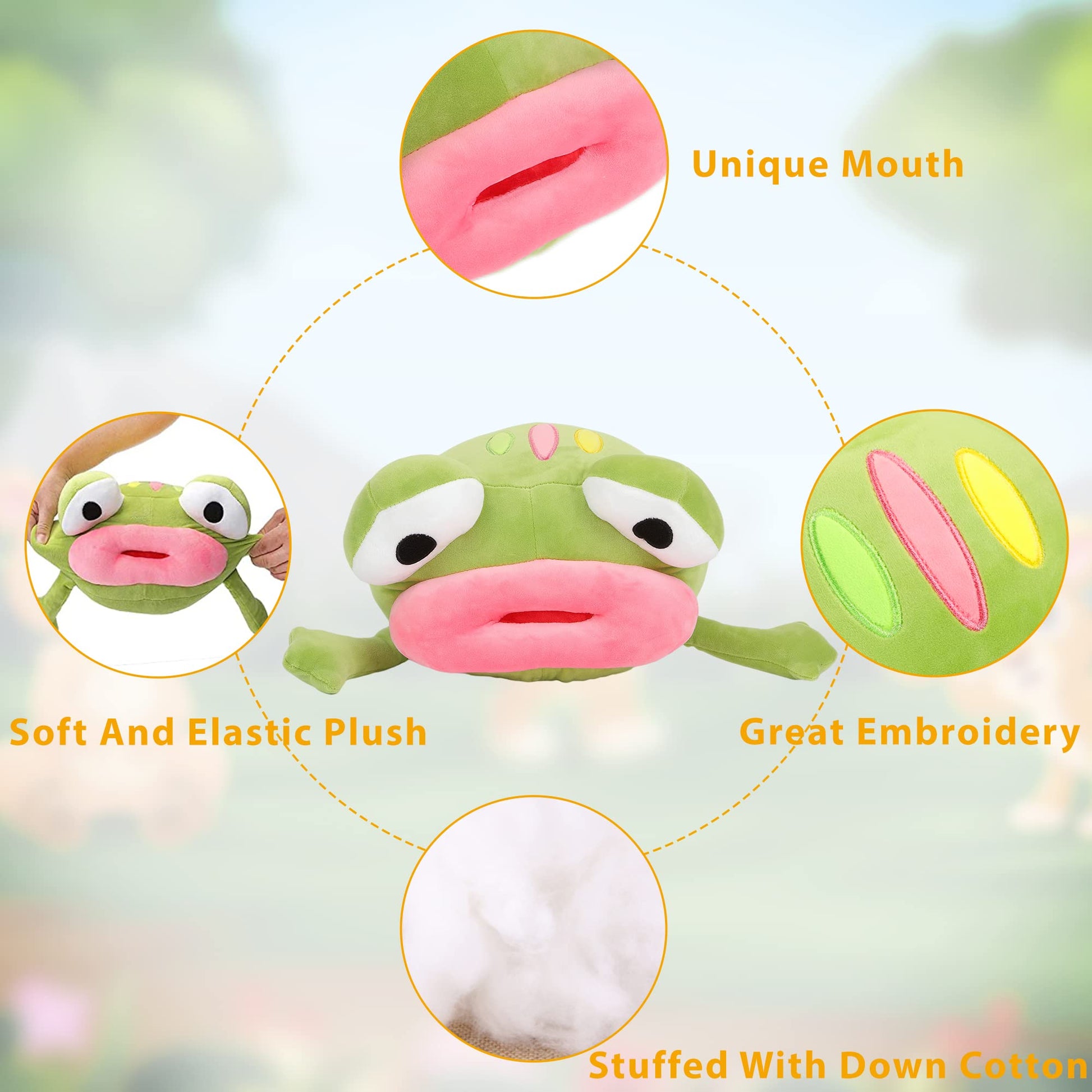 CAZOYEE Soft Frog Plushies Gifts for Girls Boys, Frog Snuggly Hugging Pillow, Cuddly Stuffed Animals Decoration,10"