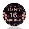 Fitoyplak 50Pcs Sweet 16 Party Decorations,7Inch 16th Birthday Plates,Sweet Sixteen Party Tableware Set Black Rose Gold Sweet 16 Plates?16th Birthday