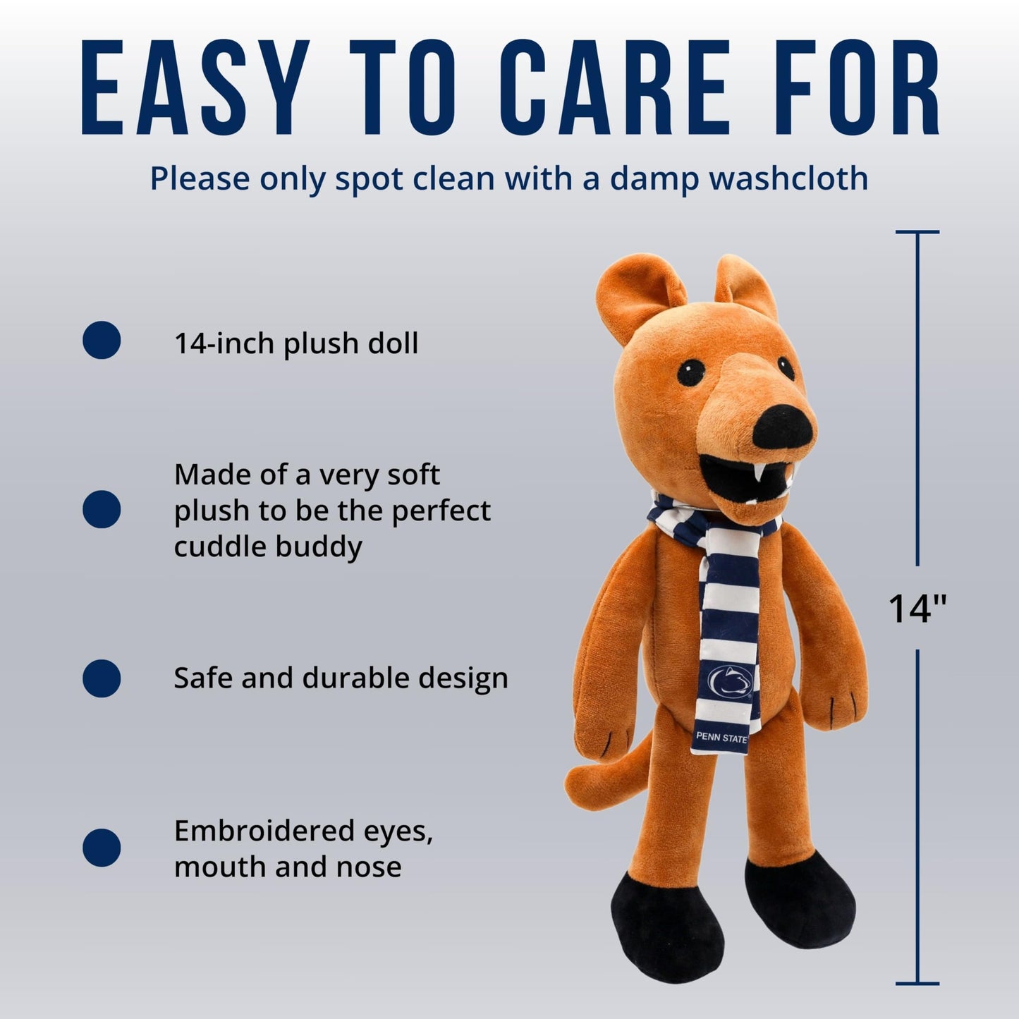 Plushible 14" Penn State University Nittany Lion Mascot Plush Figure Toy - College Football Plush Doll, Soft Stuffed Toy for Kids & Adults, Surface