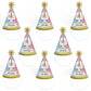 Rainbow Unicorn - Cone Magical Unicorn Happy Birthday Party Hats for Kids and Adults - Set of 8 (Standard Size)