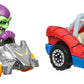 Hot Wheels RacerVerse Toy Cars 2-Pack, Set of 2 Die-Cast Vehicles with Character Driver, Optimized for Track Performance : Spider Man & Green Goblin