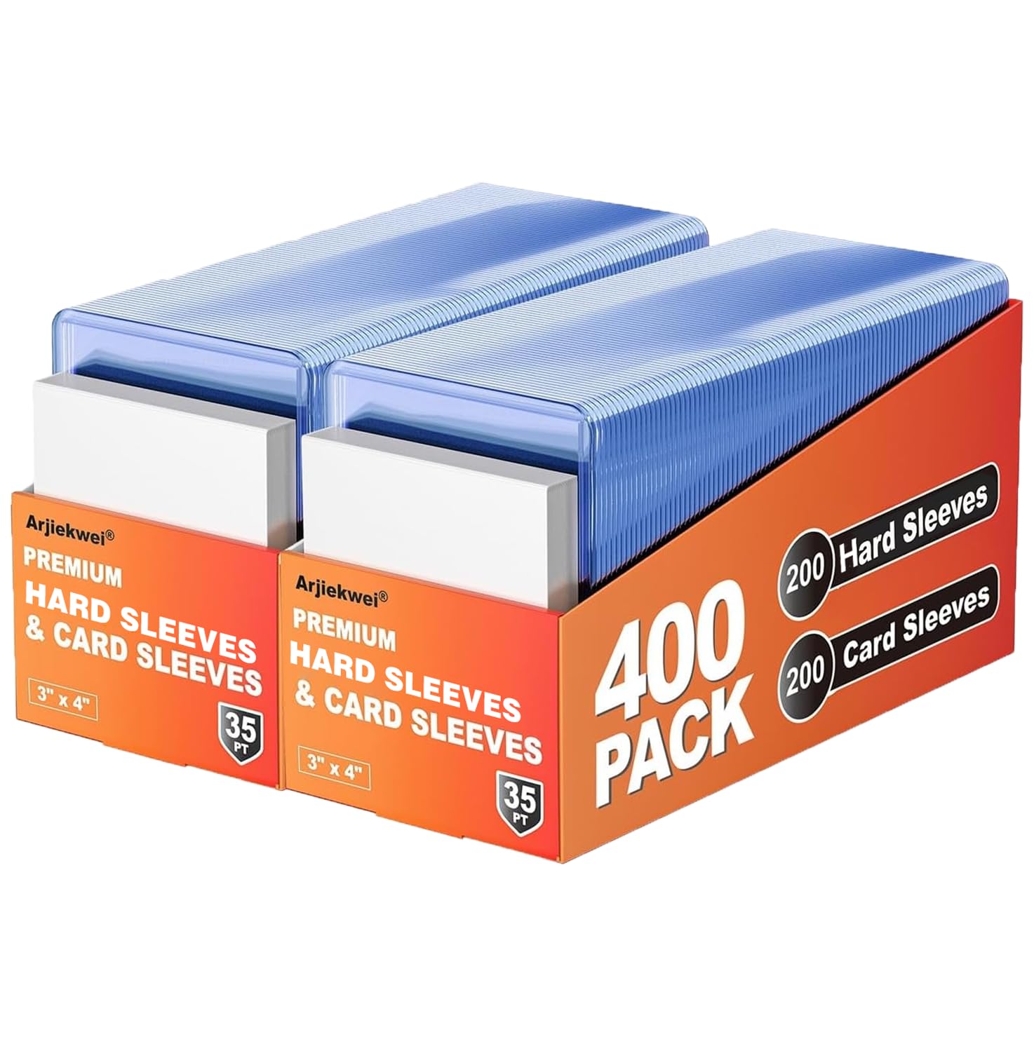 400 Pack Card Sleeves Hard Plastic, Arjiekwei 3"X4" Baseball Cards Protectors Plastic, Premium Card Holder for Trading Sports Baseball Football Game